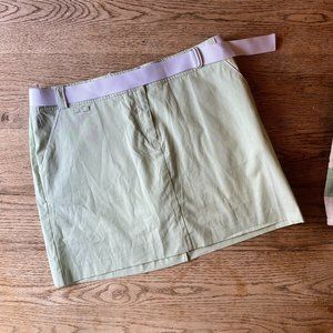 Izod Golf Classix Skort Skirt Shorts Sz 14Green Stripe Stretch White Belt